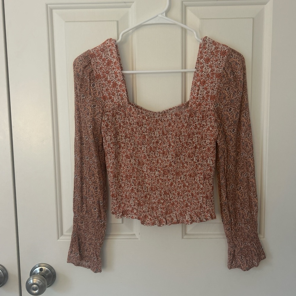 Floral Smocked Square Neck Top